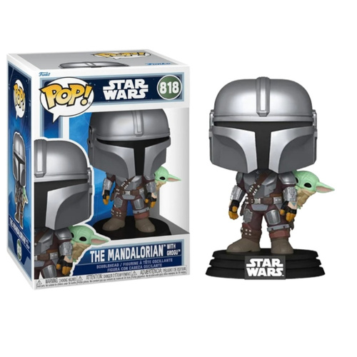 فیگور اورجینال فانکوپاپ مندلورین با بیبی یودا استار وارز کد 818 | The Mandalorian with the Grogu Star Wars Funko pop