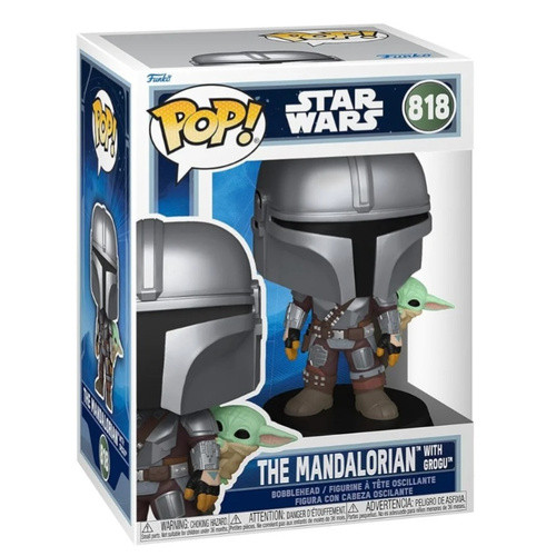 فیگور اورجینال فانکوپاپ مندلورین با بیبی یودا استار وارز کد 818 | The Mandalorian with the Grogu Star Wars Funko pop