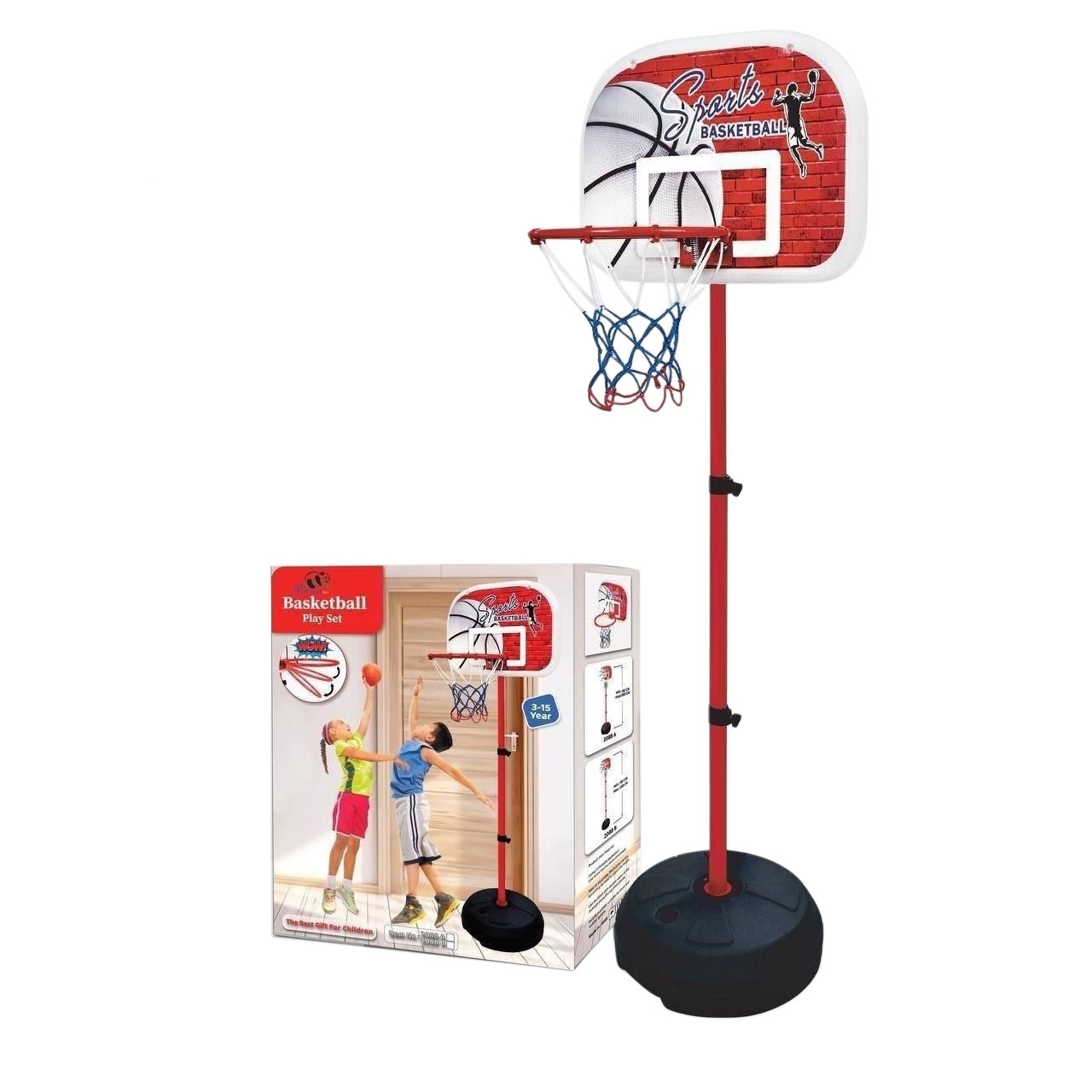 بسکتبال فلزی 180 سانت تظیم ارتفاع 80×180 کد 2088