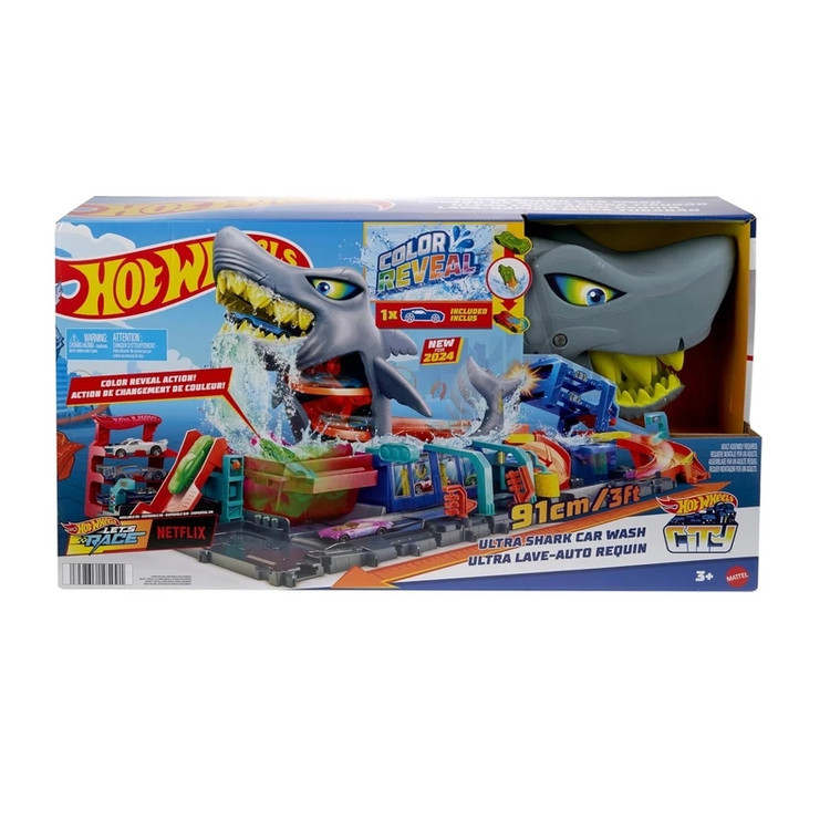 پیست هات ویلز : city station de lavage requin coffret voiture color reveal