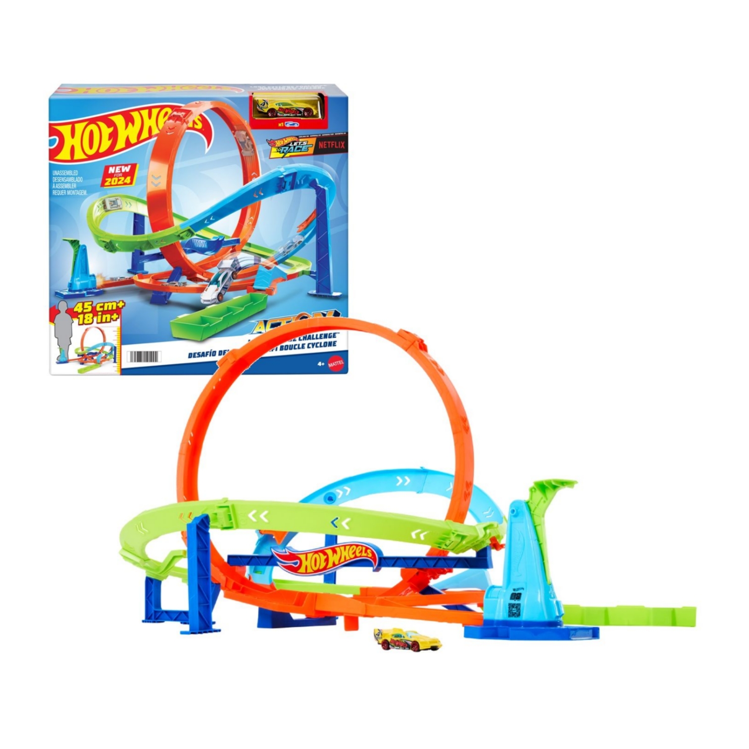 پیست هات ویلز : loop cyclone challenge coffret avec voiture