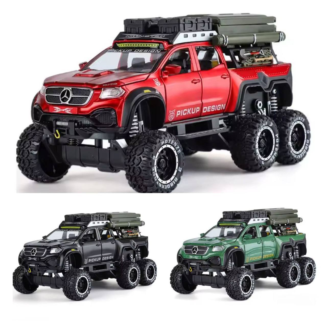 ماکت ماشین عقب کش فلزی بنز شش چرخ X CLass مقیاس 1/28  کد 1 _1M316