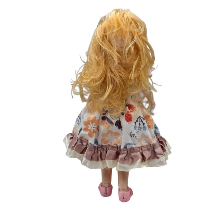عروسک روسی دختر مفصلی چشم تیله ای طرح دامن چین دار ست ۳ عددی ارتفاع 30 cm کد ۰۶۶