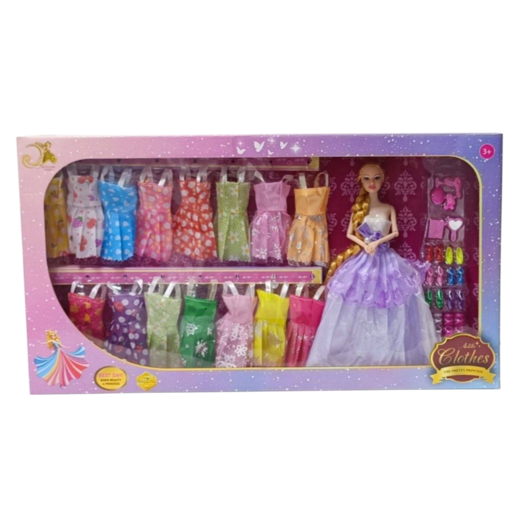 عروسک باربی مفصلی با لباس و کفش کد WX244