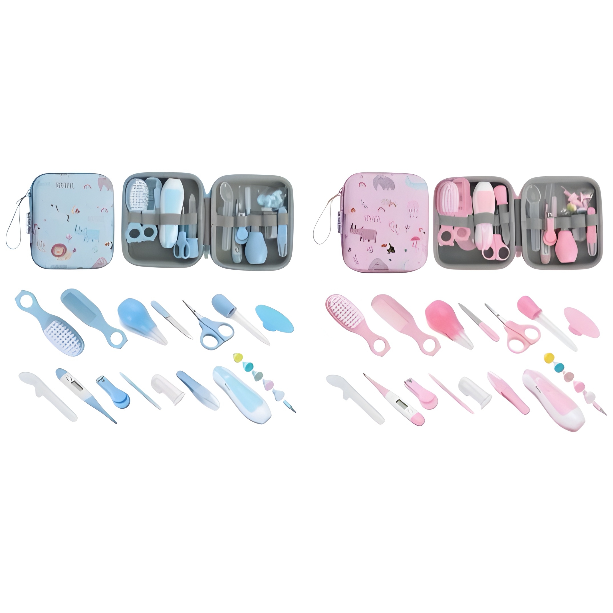 کیف بهداشتی کودک شامل(سوهان برقی با شش مته مختلف، تب‌سنج، قاشق داروخوری، قطره چکان، ناخن‌گیر، فین گیر بادی و دستی، سه مدل شانه، قیچی، گوش‌پاک‌کن، سوهان دستی، مسواک انگشتی سیلیکنی) کد BDL5135