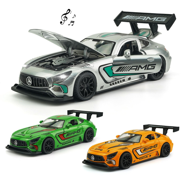 ماکت ماشین فلزی مرسدس بنز AMG GT3 موزیکال چراغدار مقیاس ۱:۲۴ کد K240B8