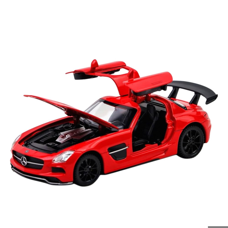ماکت ماشین فلزی بنز SLS موزیکال چراغدار باکس ۶ عددی مقیاس ۱:۲۴ کد B2451