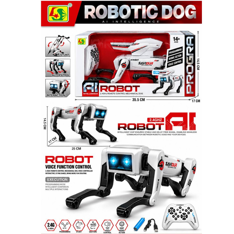 سگ رباتیک هوشمند AL ROBOT دارای ریموت کنترل صوتی نمایشی شارژی حرکات رباتیک کد ۲۶۲-۹۵۵