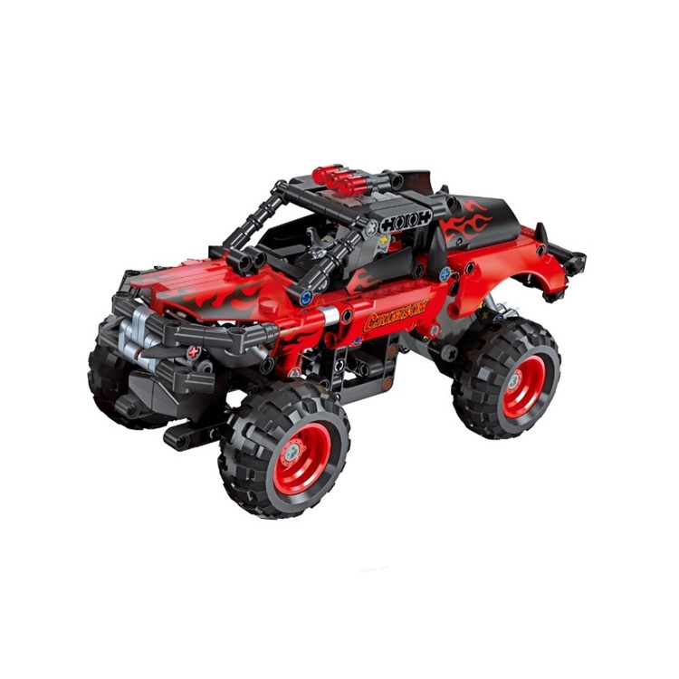 لگو ساختنی ماشین آفرود عقبکش crimson V-1 دارای ۳۷۴ قطعه مجهز به موتور عقبکش برای حرکت خودکار برند JIE STAR در ابعاد ۲۸ در ۳۳ سانت کد ۵۸۰۳۸