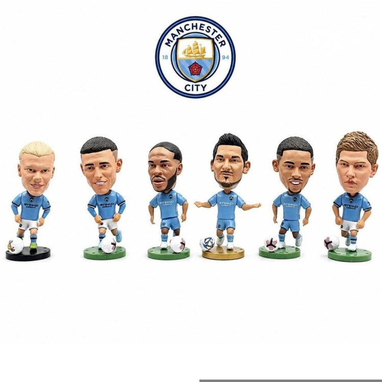 فیگور ست ۶ عددی باشگاه منچسترسیتی(manchester city)شامل ستارههای سیتی شامل هالند، دیبروینه و... در ابعاد: ۷ × ۳ سانتیمتر