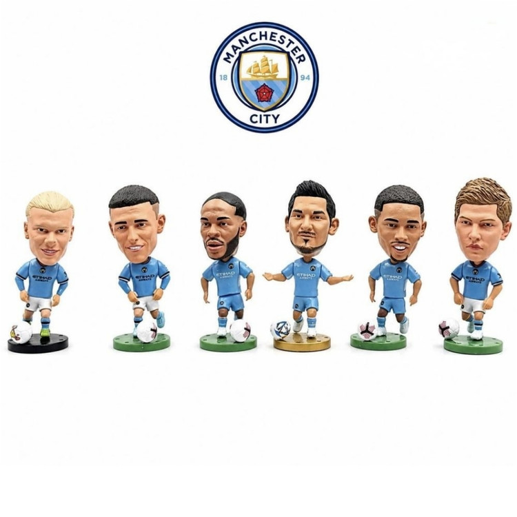 فیگور ست ۶ عددی باشگاه منچسترسیتی(manchester city)شامل ستارههای سیتی شامل هالند، دیبروینه و... در ابعاد: ۷ × ۳ سانتیمتر