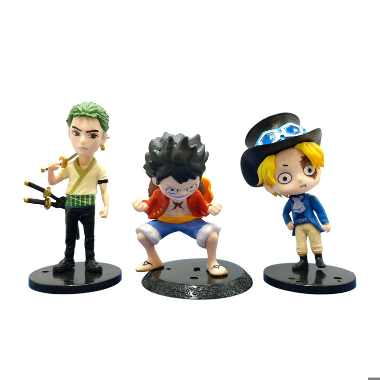 فیگور ست ۸ عددی مینی و چیبی انیمه وان پیس شامل لوفی (Luffy)، زورو (Zoro)، سابو (Sabo)، کوزوکی اودن (Oden)، تراکتور لا (Law)، نامی (Nami)، یوستاس کید (Kid) و یاماتو (Yamato)