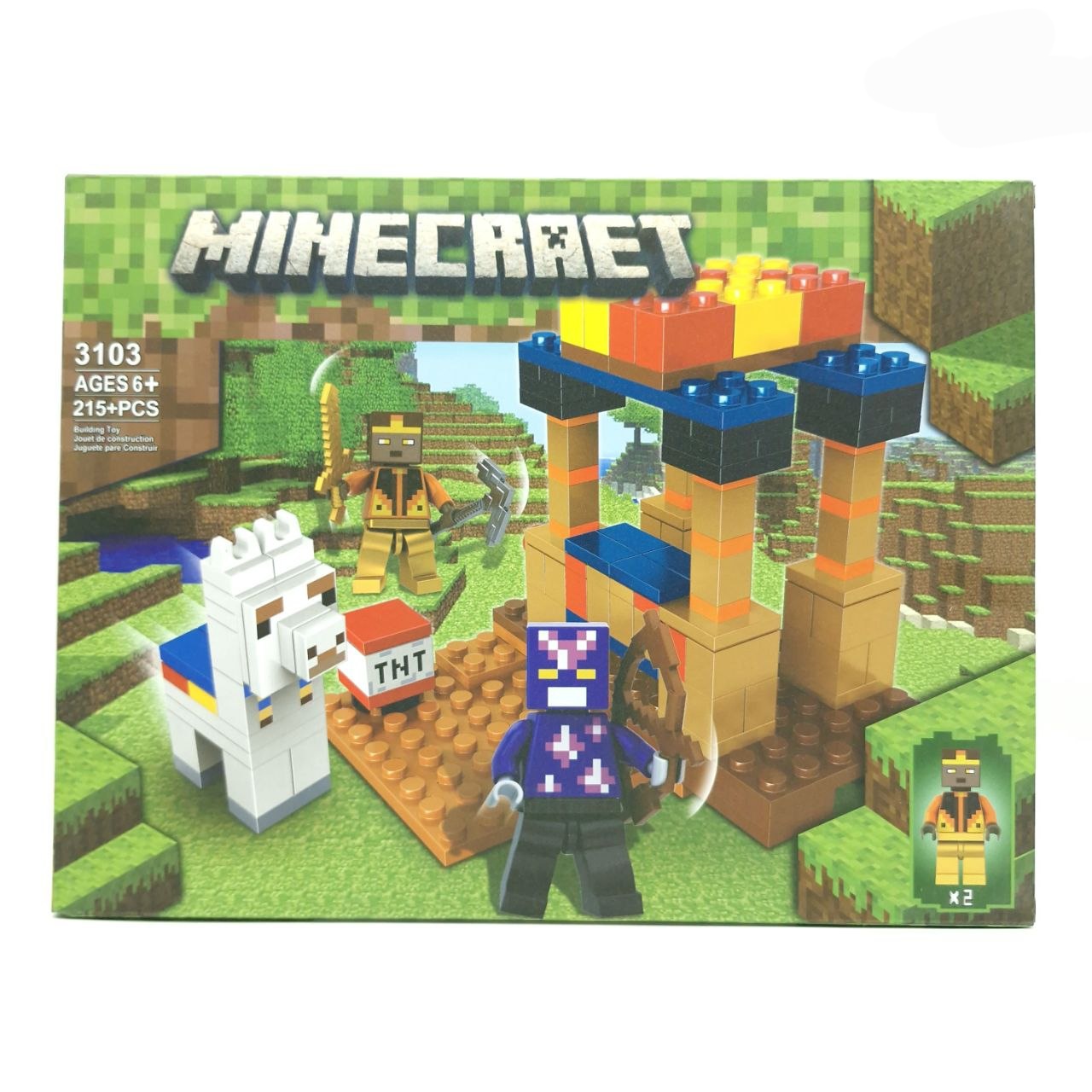لگو ساختنی ماینکرفت مگنتی ۲۱۵ قطعه ابعاد ۳۸×۲۹ برند minecraft کد ۳۱۰۳