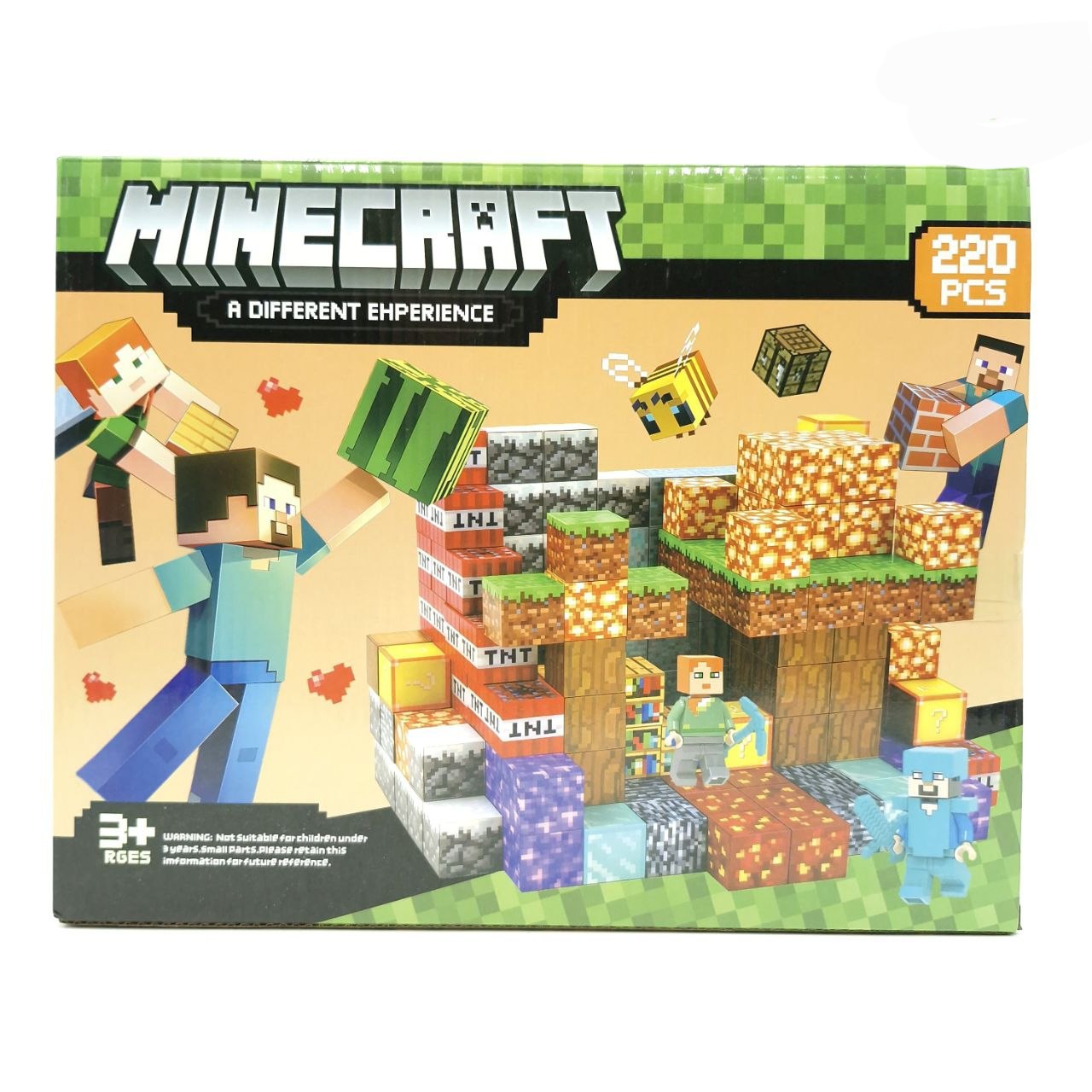لگو ساختنی ماینکرفت مگنتی ۲۲۰ قطعه ابعاد ۳۲×۲۶ برند minecraft کد 677_118