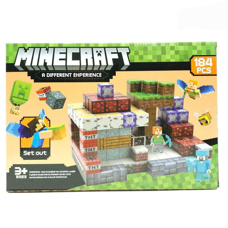 لگو ساختنی ماینکرفت مگنتی ۱۸۴ قطعه ابعاد ۳۲×۲۳ برند minecraft کد 677_117