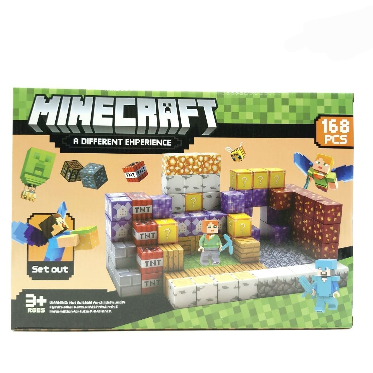 لگو ساختنی ماینکرفت مگنتی ۱۶۸ قطعه ابعاد ۳۲×۲۴ برند minecraft کد 677_116