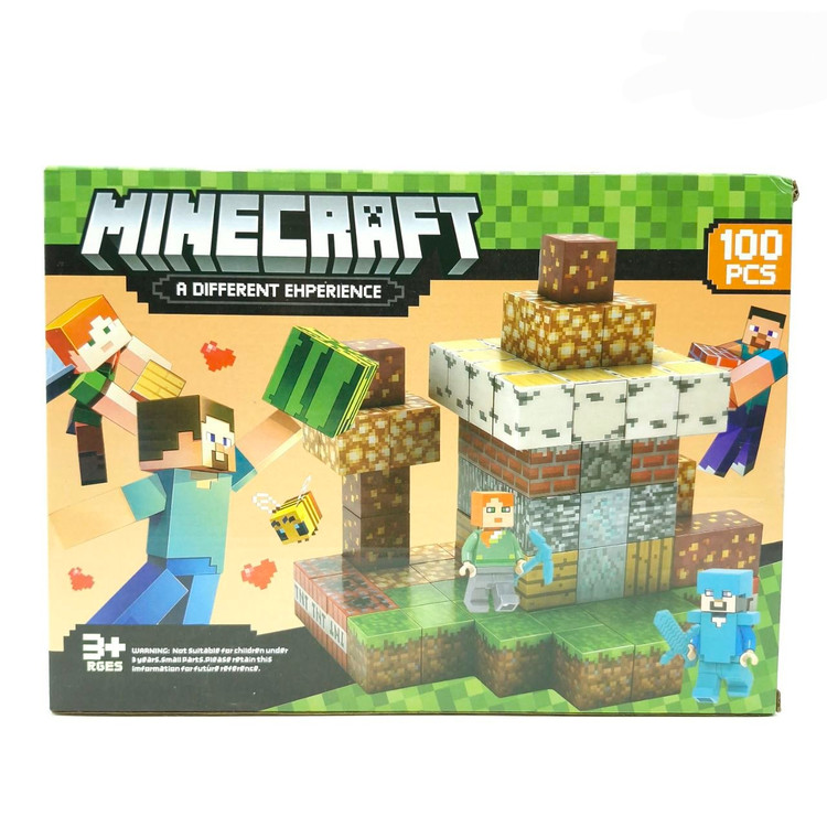 لگو ساختنی ماینکرفت مگنتی ۱۰۰ قطعه ابعاد ۲۹×۲۲ برند minecraft کد 677_114