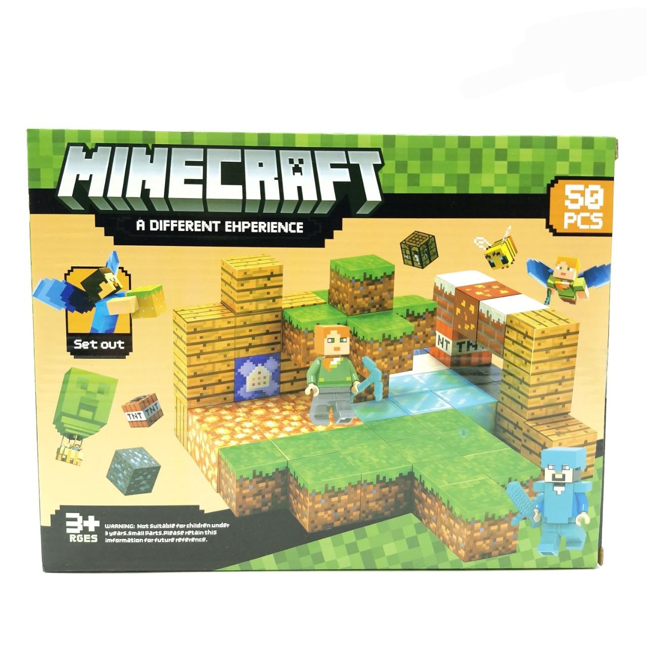 لگو ساختنی ماینکرفت مگنتی ۵۰ قطعه ابعاد ۲۶×۲۱ برند minecraft کد 677_112