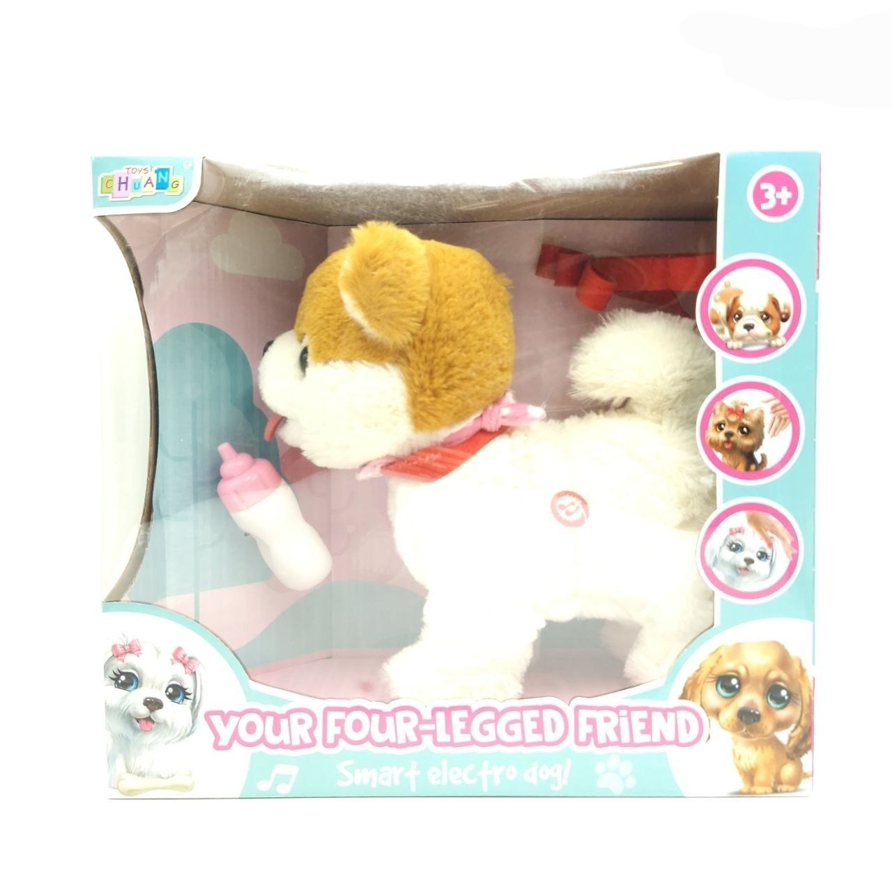 عروسک پت رباتیک همراه با شیشه‌شیر موزیکال و الکترونیکی برند chuang toys کد cl788