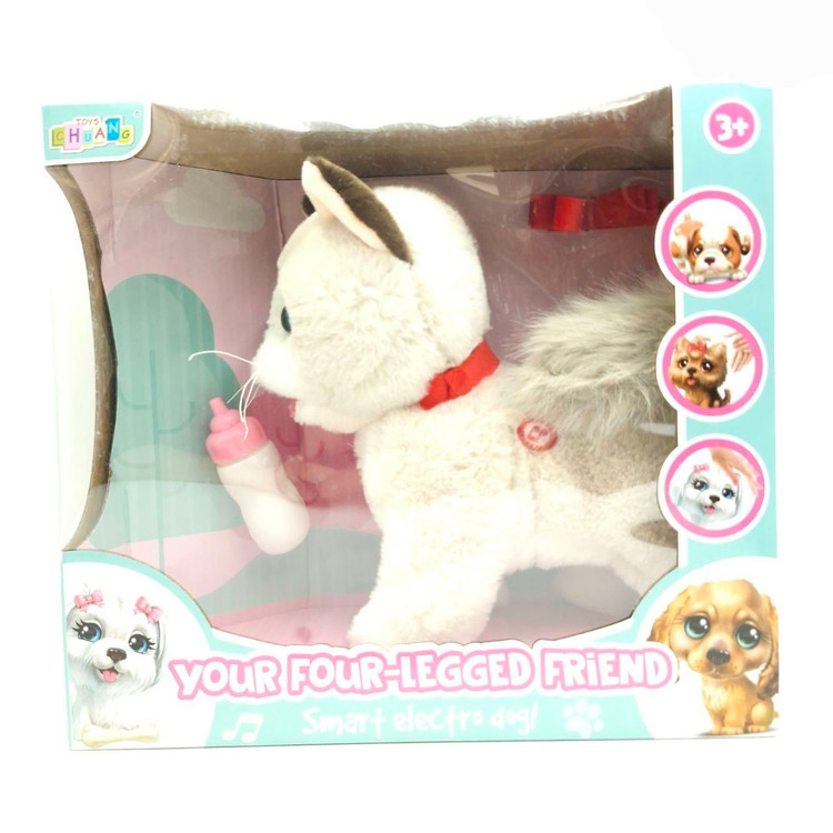 عروسک پت رباتیک همراه با شیشهشیر موزیکال و الکترونیکی برند chuang toys کد cl788