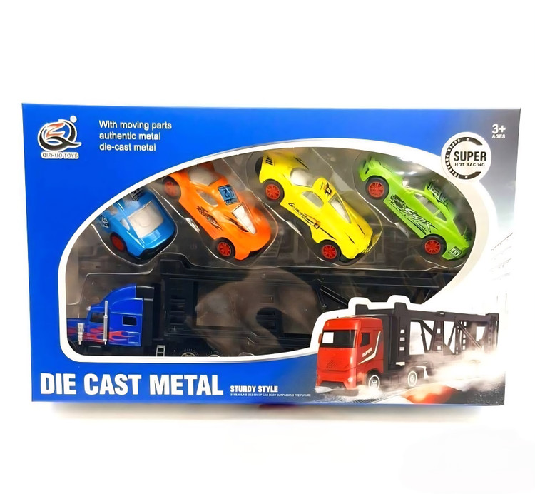 ست تریلی خودروبر و ۴ عدد ماشین در ۲ مدل برند Qizhuo Toys کد QZ634