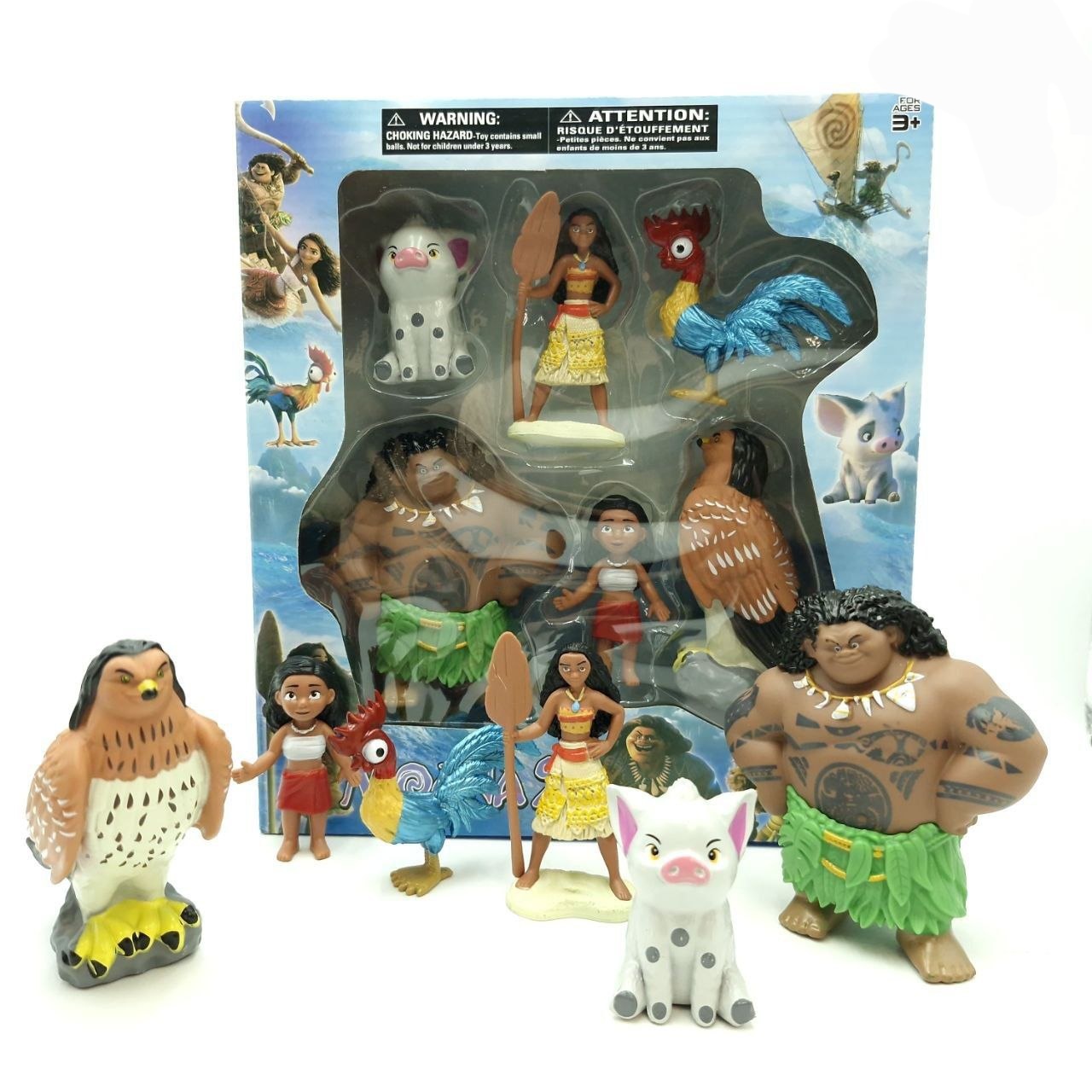 فیگورهای روکارتی ۶ عددی ماجراجویی موانا ۲ (Moana 2)  این مجموعه شامل ۶ فیگور جذاب و باکیفیت از شخصیت‌های محبوب انیمیشن موانا ۲ است. در این ست، فیگورهای موانا، مائووی، پوآ (خوک)، هی‌هی (خروس) و سایر کاراکترهای اصلی با جزئیات دقیق