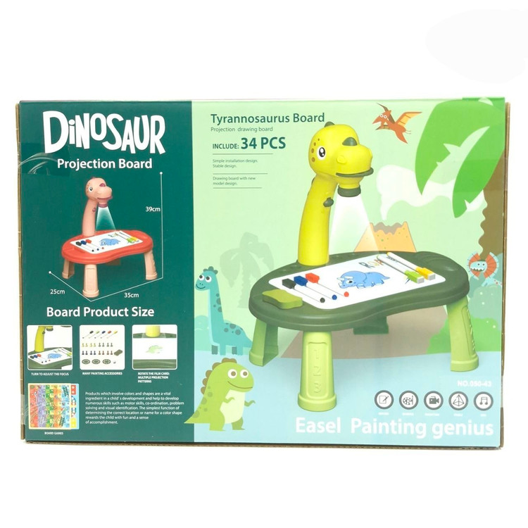 اسباب بازی میز نقاشی پروژکتوری طرح دایناسور ۳۴ قطعه برند Bei di yuan toys کد 050-42