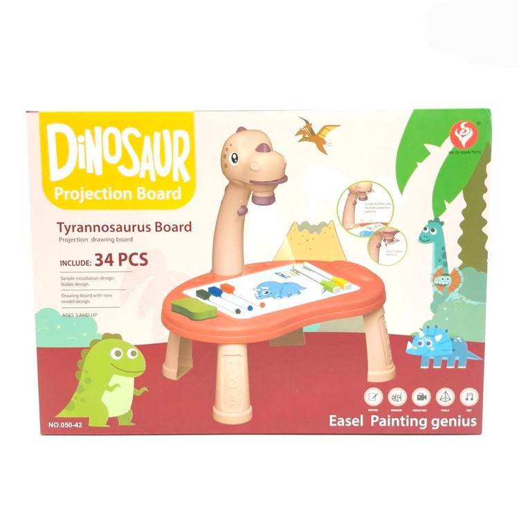 اسباب بازی میز نقاشی پروژکتوری طرح دایناسور ۳۴ قطعه برند Bei di yuan toys کد 050-42