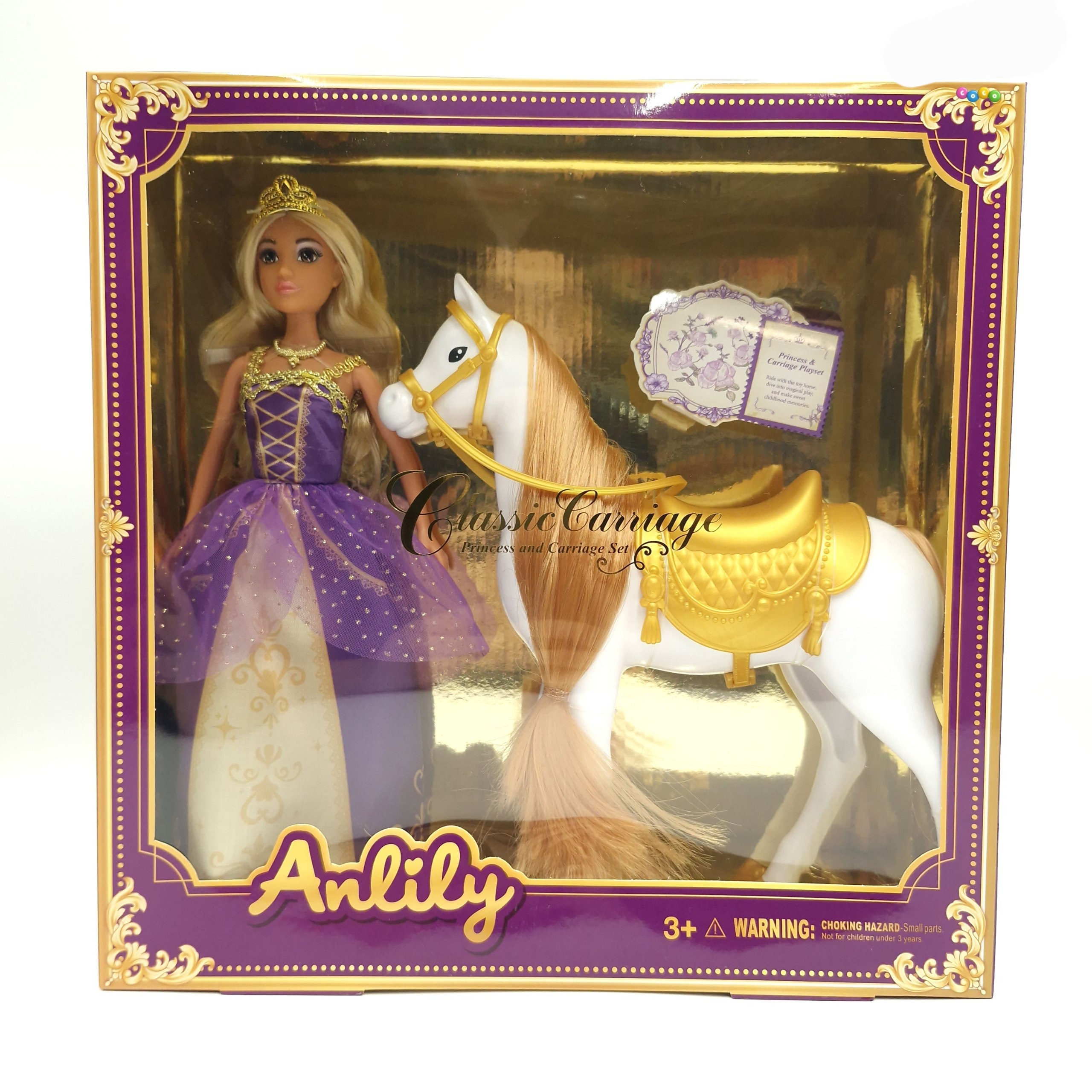 عروسک آنلی‌لی با لباس مجلسی و اسب کلاسیک برند Anlily کد ۶۳۶۵۸۳