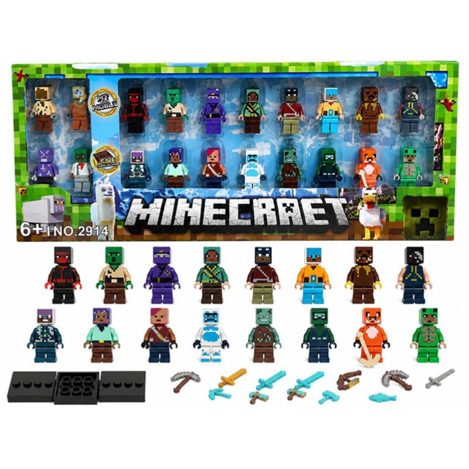 مینی فیگور لگویی ماینکرافت Minecraft با شمشیر و لوازم ست 20 عددی کد 2914
