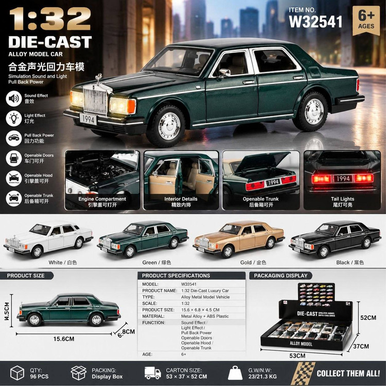ماکت فلزی ماشین رولز رویس کلاسیک اندازه 1/32 کد32541